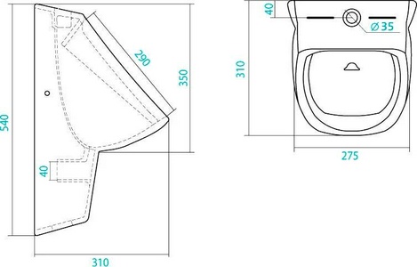 Писсуар, внешний подвод воды, крепеж в комплекте ZZ Santek гала 1.WH30.1.774  (1WH301774)