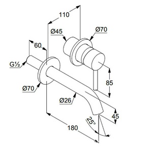 Смеситель для раковины-чаши, встраиваемый в стену  (БЕЗ внутр.арт.38243 ), цв. черный матовый Kludi BOZZ 382443976