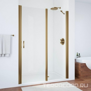 Дверь в нишу , 120x190 см, правая, распашная с неподвижным элементом, профиль бронза, стекло прозрачное ZZ Vegas Glass EP-F-1 EP-F-1 0120 05 01 прав.