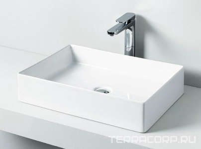 Раковина накладная на столешницу, прямоуг., 550х380хh115мм, без отв.д/смесит., без перелива, (цв. matt white),  ZZ ArtСeram Scalino SCL002 05; 00