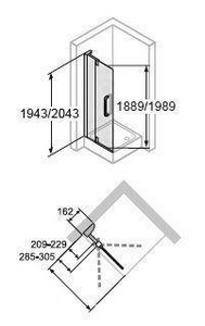 Дверь расп.,с непод.cегм., для ниши, 900хh2043мм,вход 635мм, неподв. cегм,крепёж справа/слева, (профиль цв.глянц.хром, стекло прозр.Anti-Plaque), ZZ Huppe Huppe Refresh 9P0606 092 322