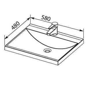 Раковина-столешница "Нота 58 NEW" для мебели "" (без тумбы не продается) ZZ Aquanet Августа 204117