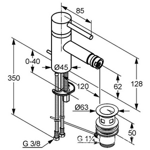Смеситель для биде, однорычажный, с дон. клап., гибк.подвод., хром KLZZ Kludi BOZZ 385330576