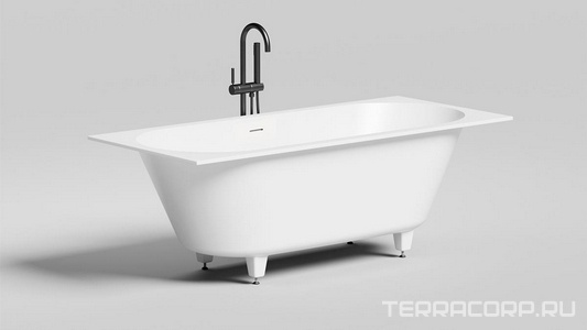 Ванна 1800х800хh600мм, встраив., литой камень S-Sense матов. цв.белый, д/к Up&Down в цвет ванны,интегрир.слив-перелив,ножки компл,  ZZ Salini Ornella Axis Kit 103511M