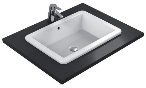 Раковина встраиваемая в столешницу сверху, прямоуг. 595х435мм, без отв. д/смес., с переливом, шаблон в компл.,  Ideal Standard Strada K078001