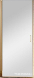 Дверь для душа в нишу, 900хh1950мм, распашная, правая/левая, (стекло 6мм, прозрачное, фурн.цв.браш.золото),  ZZ Vincea Alpha VDP-3AL900CLG