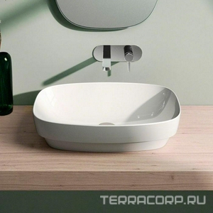 Раковина 65х40хh14см., накладная на столешницу, без отв. для смесителя, без перелива. (цв.белый),  Lux ZZ Catalano Green 165AGRLX00