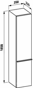 Шкаф-пенал подвесной 350хh1650х335мм, петли справа, 4 стекл.полки, крепл. в компл., цв. белый, Palace ZZ Laufen Living 4.0202.2.075.463.1