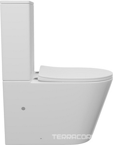 Унитаз-компакт напольный, безободковый, с бачком, 630х385мм, сиденье с микролифтом, крепеж в компл, (цв.белый глянц.),  Aqueduto Cone AQDSCON10