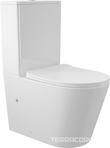 Унитаз-компакт напольный, безободковый, с бачком, 630х385мм, сиденье с микролифтом, крепеж в компл, (цв.белый глянц.),  Aqueduto Cone AQDSCON10