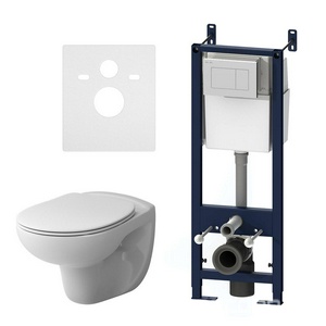 Комплект инсталляция с клавишей белый с подвесным унитазом  с сиденьем микролифт, ZZ AMPM Sense IS301.741700