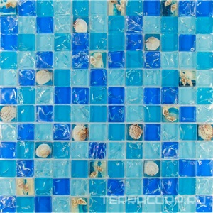 Мозаика Мастера Керамики Glass Мозаика SZ022 (чип 23x23) ZZ30х30 Голубой 