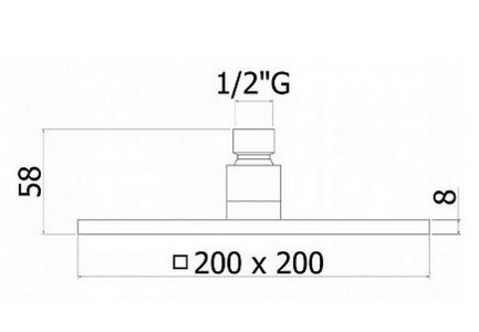 Душ верхний, стационарный, квадратный 200х200мм, G 1/2, антикальц., (латунь цв.белый матовый), Syncro ZZ Paffoni Универсал ZSOF075BO