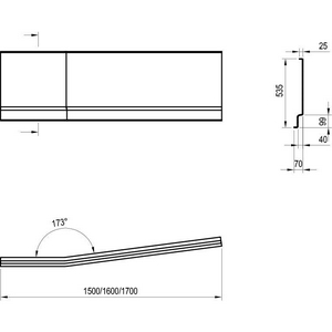 Передняя панель  для ванны  150 L белая Ravak BE HAPPY II CZ98100A00