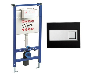 Комплект для установки подвесного унитаза, (застенный модуль, крепёж, панель 2-го смыва пластик Diamond, цв.ЧЁРНЫЙ), Pestan  ZZ Pestan Fluenta SET40006356DB