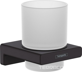 Стакан настенный (цв.матовый черный/стекло матовое),  ZZ Hansgrohe AddStoris 41749670