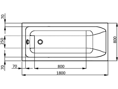 Ванна 1800х800хh450мм, прямоугольная, для встраивания (установка без панелей), без ножек арт.C895000 и слива-перелива, (акрил),  ZZ Ideal Standard Active K181601