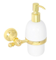 Дозатор жидкого мыла настенный, золото/керамика ZZ