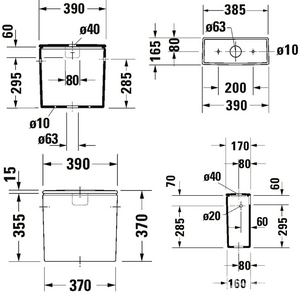 Бачок д/унитаза, кнопка хром, механизм смыва 3/6л, подв.воды справа/слева,  ZZ Duravit DuraStyle 093500 00 05