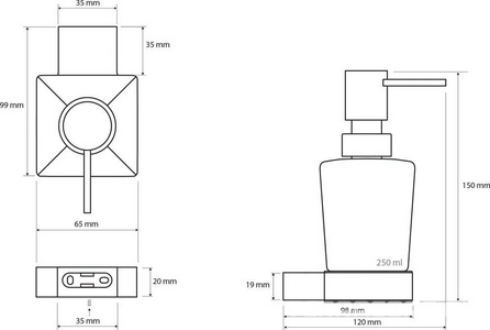 Дозатор для жидкого мыла, настенный, (цв.черный матовый/стело мат.),  ZZ Bemeta Nero 135009040