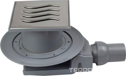 Трап для душа, выпуск гориз.d50мм, (пластик, решетка нерж.сталь), Confluo Standard 15Х15 Tide1
