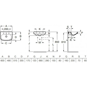 Раковина для мебели  60x48x17 см, цв. белый, БЕЗ пьедестала/полупьедестала, ZZ Roca Debba 32799400Y