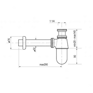 Сифон для раковины бутылочный, 1 1/4, (металл цв.бронза), Migliore ZZ Migliore Универсал 17915