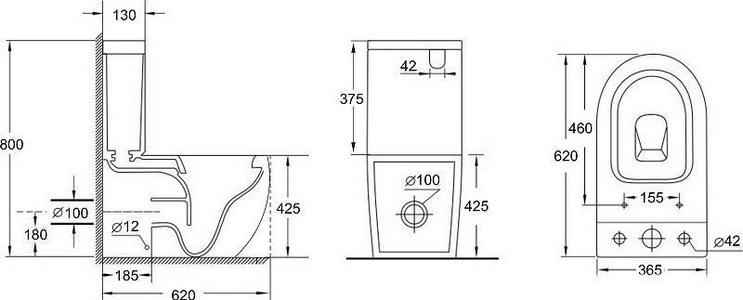 Чаша напольного унитаза, безободковый, с крышкой-сиденьем микролифт, цв.белый ZZ Aquanet cetus 243538
