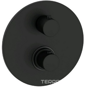 Смеситель-термостат для душа, встраиваемый в стену, на 1 потреб., (цв.черный матовый),  ZZ Paffoni Light LIQ013NO