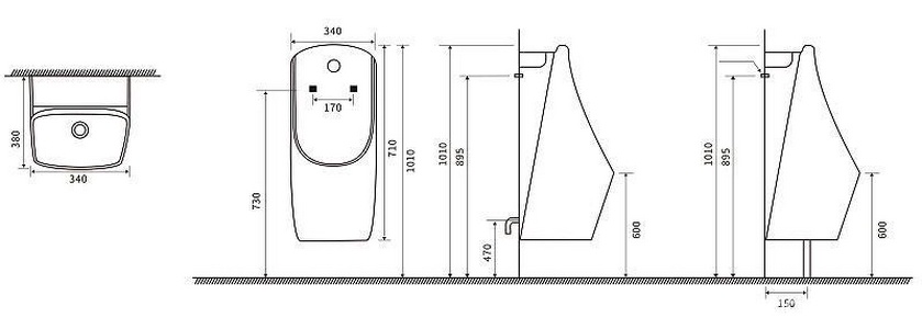 Писсуар подвесной, с функцией электронного смыва, цвю. белый ZZ SantiLine SantiLine SL-6004