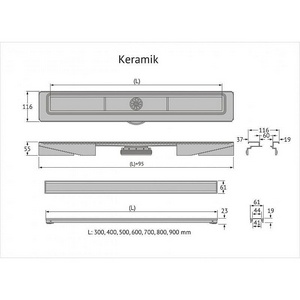 Душевой трап 90 cм B1 Keramik, цвет хром ZZ Berges Универсал 091120