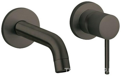 Смеситель для раковины, встраиваемый в стену, излив 195мм, (цв.черный матовый), Nove ZZ