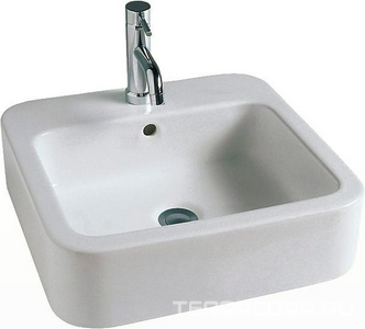 Раковина 480хh135х480мм, накладная на столешницу, (с переливом, 1 отв. д/смесит.),  09:00 KL Hatria Happy Hour Y0M701