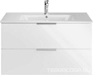 Тумба подвесная PIANO Forte -95 см, с 2 выдвижными ящиками, БЕЗ раковины, цв. белый глянец Kerama Marazzi Piano PI.F.95\WHT