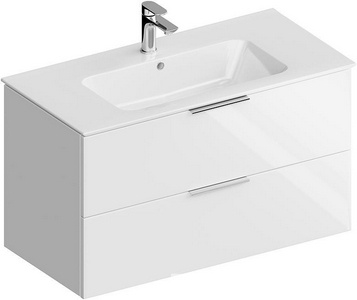 Тумба подвесная PIANO Forte -95 см, с 2 выдвижными ящиками, БЕЗ раковины, цв. белый глянец Kerama Marazzi Piano PI.F.95\WHT