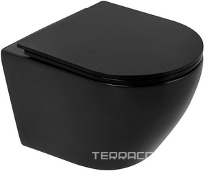 Унитаз подвесной, безободковый, 490х360мм, без сиденья, крепеж в компл., (цв.черный матовый), Colorato ZZ