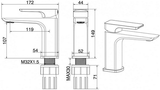 Смеситель для раковины, без д/к, (цв.хром),  Allen Brau Infinity 5.21001-00