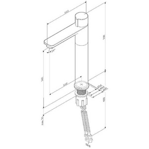 Смеситель для раковины высокий, нажимной, БЕЗ донного клапана, черный матовый AMPM X-Joy F85A92522