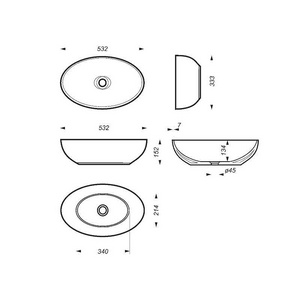 Раковина-чаша  Slim 53x34 см, БЕЗ отверстия под смеситель, белая Sanita Luxe Ringo WB.CT/Ringo/53-N.Slim/WHT.G/S1 / RNGSLWB01S