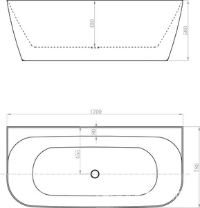 Ванна 1700x780хh600мм, пристенная, интегрированный слив-перелив, д/к цв.хром в компл., (акрил цв.белый),  3 ZZ Allen Brau Priority 2.31003.20