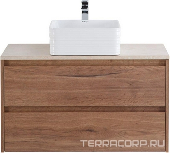 База под раковину подвесная с двумя выкатными ящиками, 910х460хh515мм, без раковины, (цв.Rovere Tabacco),  ZZ BelBagno Kraft KRAFT-900-2C-SO-RT