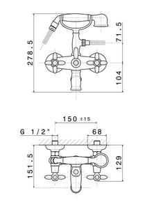 Смеситель для ванны MUSE настенный с переключателем, потертая бронза ZZ Kerama Marazzi Muse 9135KM.31.023