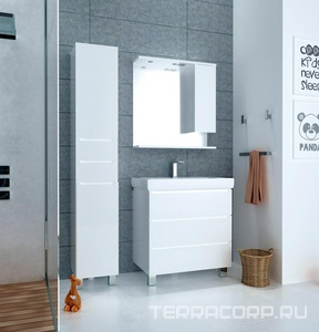 Пенал напольный Кода 35, 35*200 см, 2 дверцы, 2 выдвежный ящика, цвет белый, ZZ 1Marka Grunge loft у57595