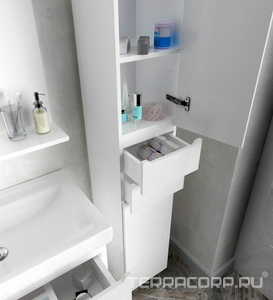 Пенал напольный Кода 35, 35*200 см, 2 дверцы, 2 выдвежный ящика, цвет белый, ZZ 1Marka Grunge loft у57595