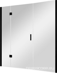 Дверь в нишу AFP-F 180x190 см, левая, одностворчатая распашная, с двумя неподвижными элементами, профиль черный, стекло прозр, ZZ