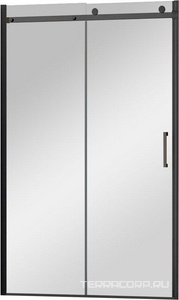 Дверь для душа, в нишу 1200хh1950мм, раздвижная, 1 дверь, 1 неподв.секция, правая/левая, (стекло тонированное 8мм, фурн.цв.черный матовый),  ZZ Vincea Como VPS-1C120CGB