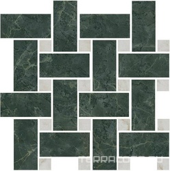 Декор Серенада мозаичный зелёный лаппатированный 32x32