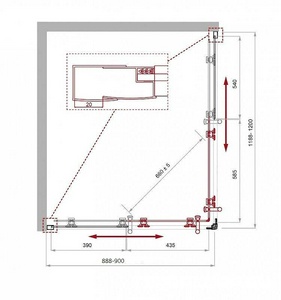 Душевой уголок 1200х900хh1950мм, прямоуг., правый/левый, (стекло прозрачн.5мм, фурн.цв.черный матовый),  ZZ BelBagno Uno-195 UNO-195-AH-2-120/90-C-NERO