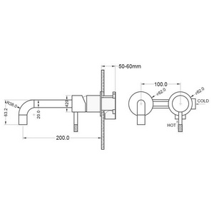 Смеситель для раковины Boheme Uno 4465-MG С ВНУТРЕННЕЙ ЧАСТЬЮ matt gold, встраиваемый в стену, цв.золото матовое, ZZ Boheme UNO 465-MG