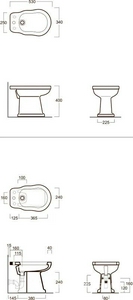 Биде 34х53см, напольное, с 1 отв. д/смес., (без крепл. к полу),  ZZ Simas Londra LO 923